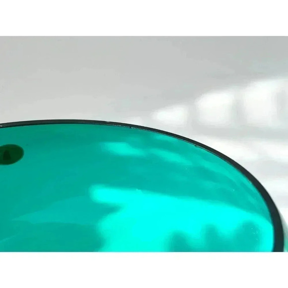 Avocado Green Vintage Circular Midcentury Modern Bowl / Vase - Picture 2 of 3